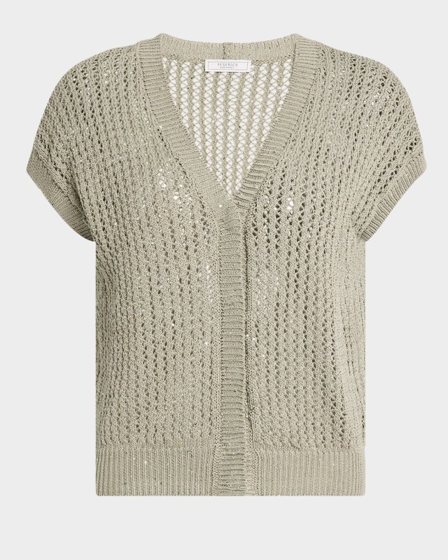 Open-Knit Sequin Cardigan